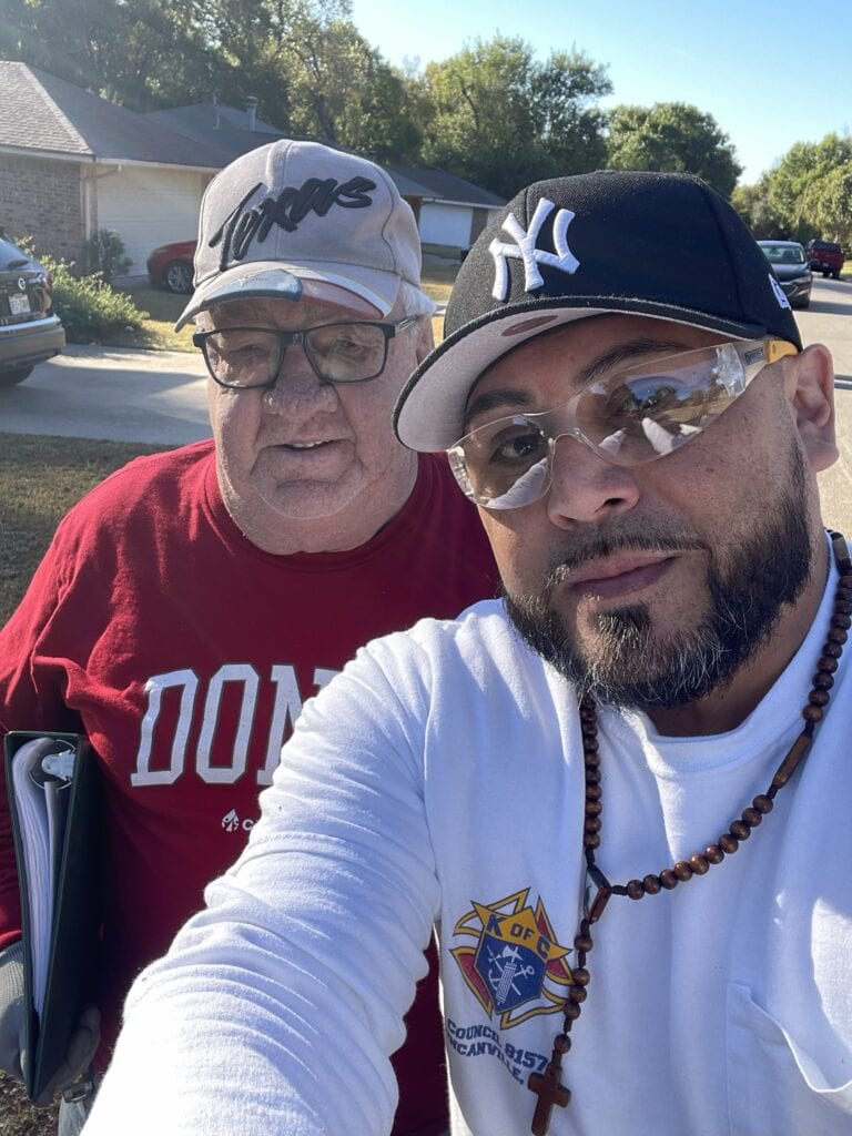 Cleaning yard at Nancy Amarillo