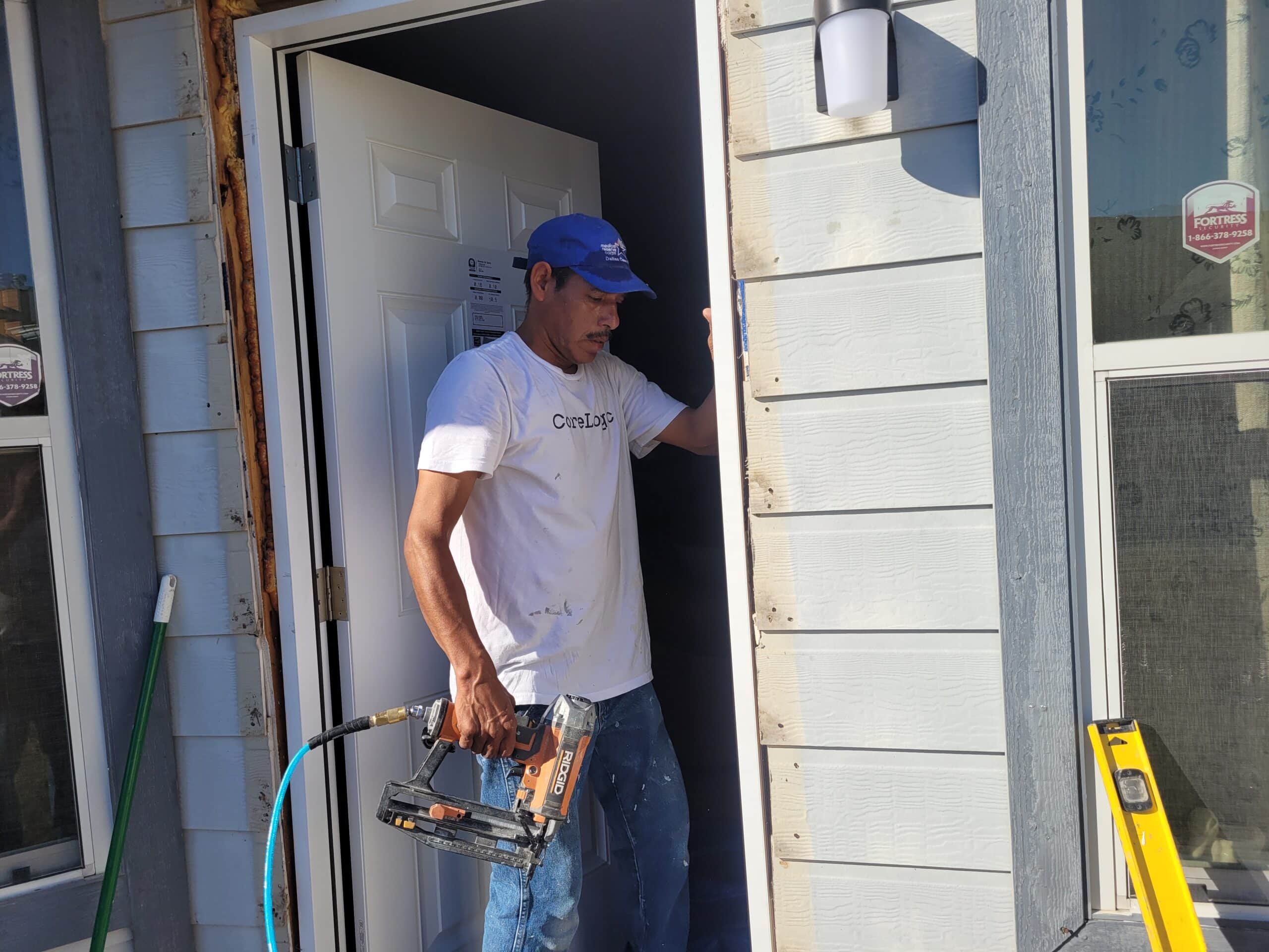 Juan Torres working at Shrley Joe's home